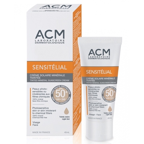 Kem chống nắng che khuyết điểm cho da nhạy cảm ACM Sensitelial Light tint Mineral Cream SPF 50+ 40ml