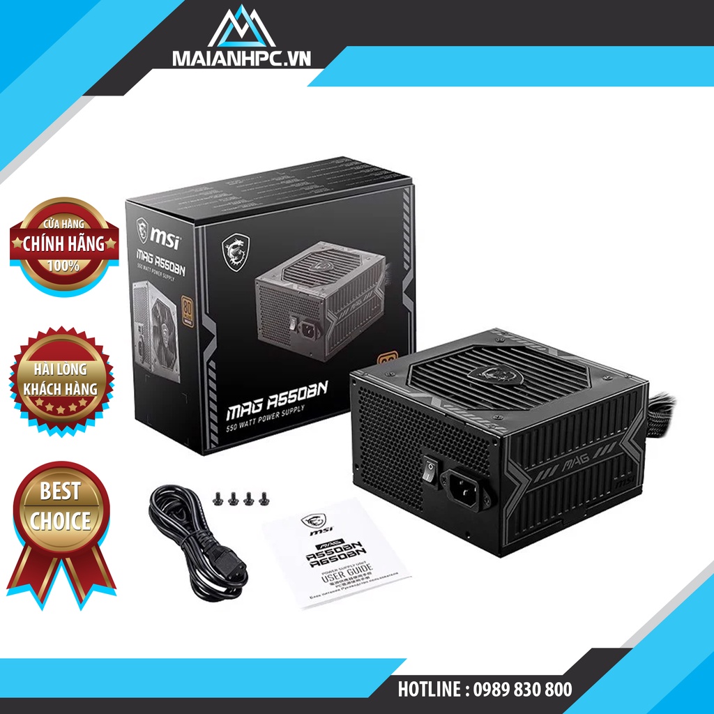 Nguồn máy tính MSI MAG A550BN 550W - 80 Plus Bronze (Bảo hành chính hãng 5 năm)