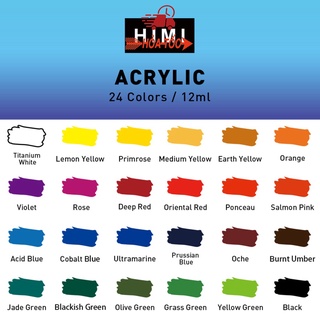 Màu acrylic miya himi set 12/18 màu dạng tuýp 12ml