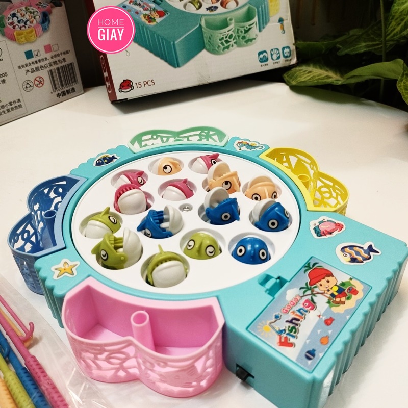 Đồ chơi câu cá điện trẻ em 45 con cá 4 cần câu nam châm phù hợp cho bé 2 - 6 tuổi