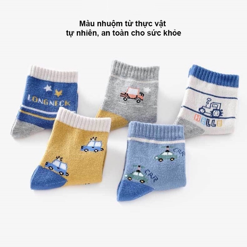 Tất Cho Bé, Set 5 Đôi Tất Cao Cổ Kids Socks Trẻ Em Từ 0-8 tuổi , vớ dày dặn đủ mẫu