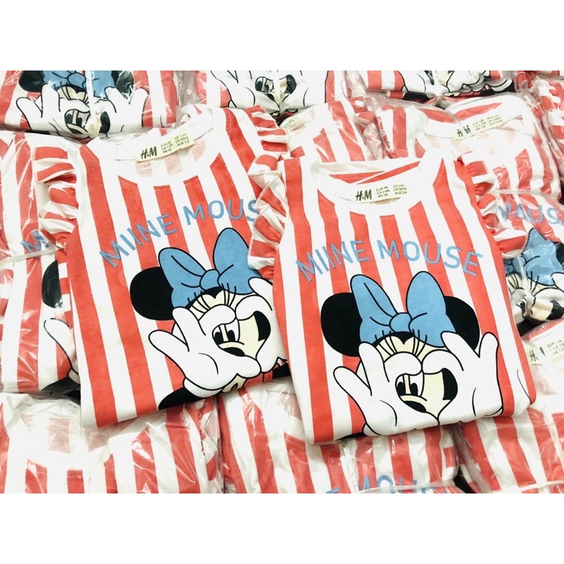 Váy sát nách kẻ đỏ Minnie cho bé gái hm size từ 12-32 cân