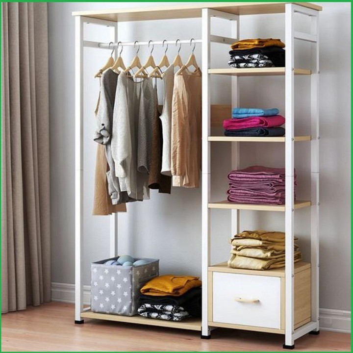 Tủ quần áo khung thép mặt gỗ ngang 90cm - Tủ treo quần áo cao cấp | BigBuy360 - bigbuy360.vn