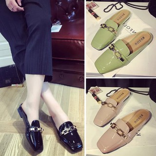 Dép sục da bóng, mũi vuông 2018 ( hàng order)