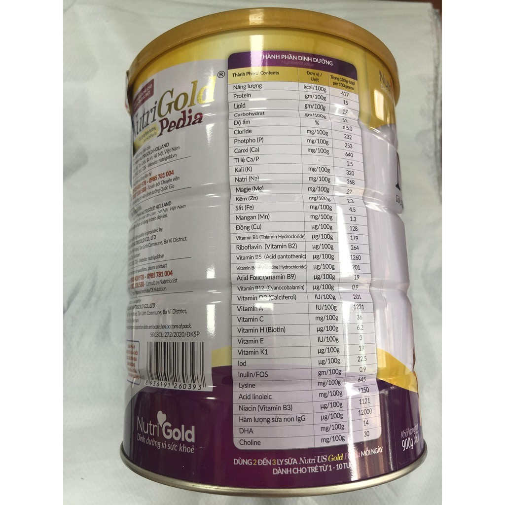 Sữa  Nutrigold Pedia 900g