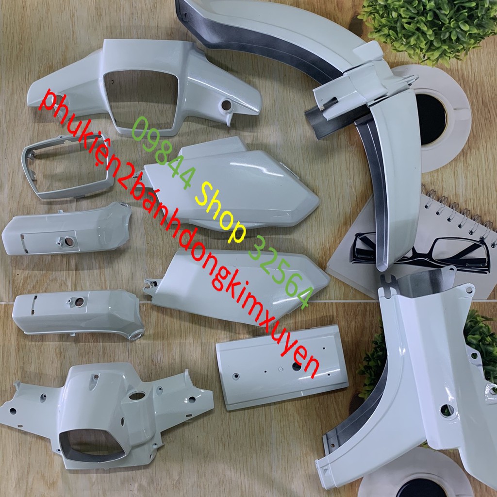 Bộ dàn áo xe Dream ll -nhựa xe dream 2 màu trắng -mủ trắng nguyến inh loại 1