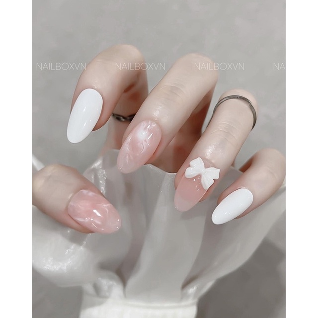Nail box hồng nơ loang