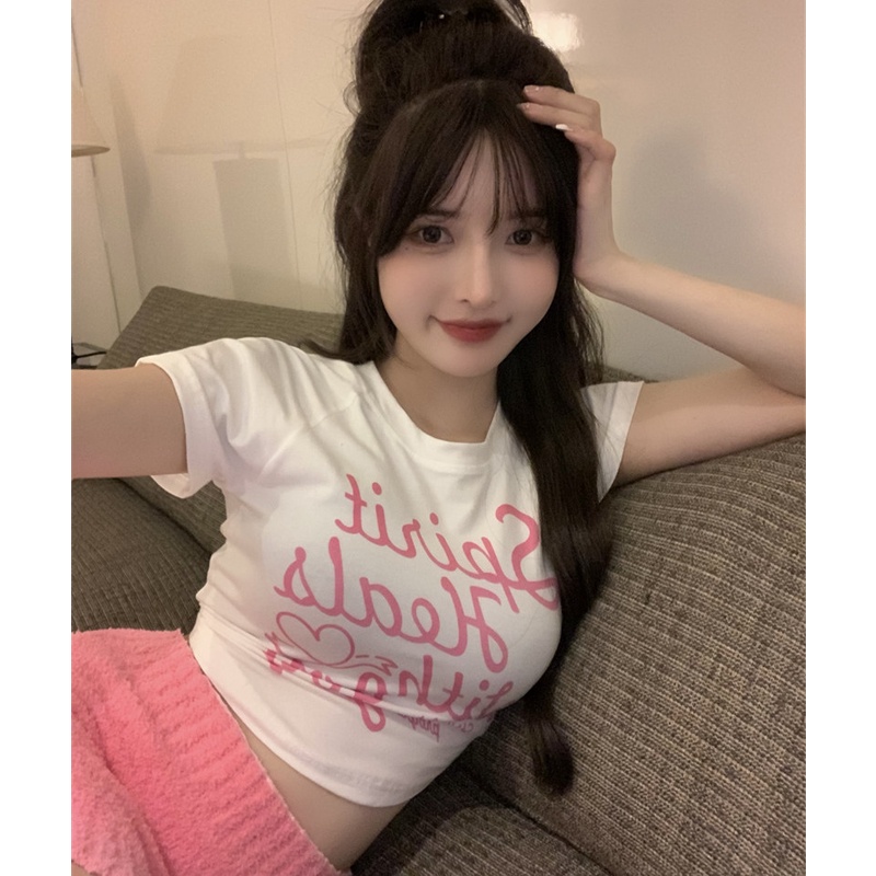 Áo Thun Tay Ngắn Hở Rốn Dễ Thương Dành Cho Nữ