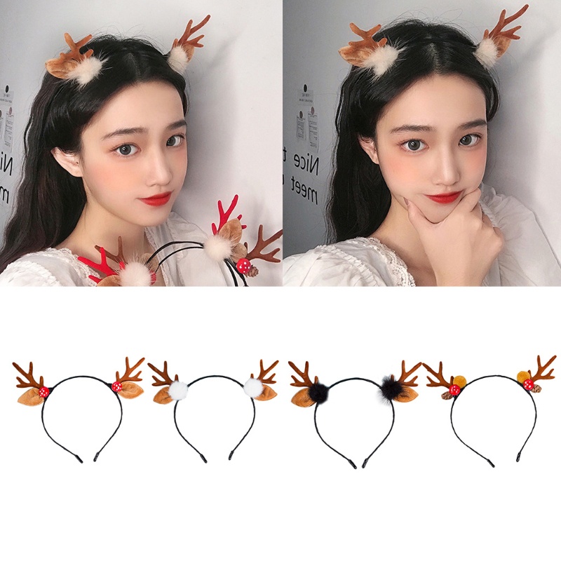 Băng Đô Cài Tóc Hình Sừng Tuần Lộc Giáng Sinh Dễ Thương