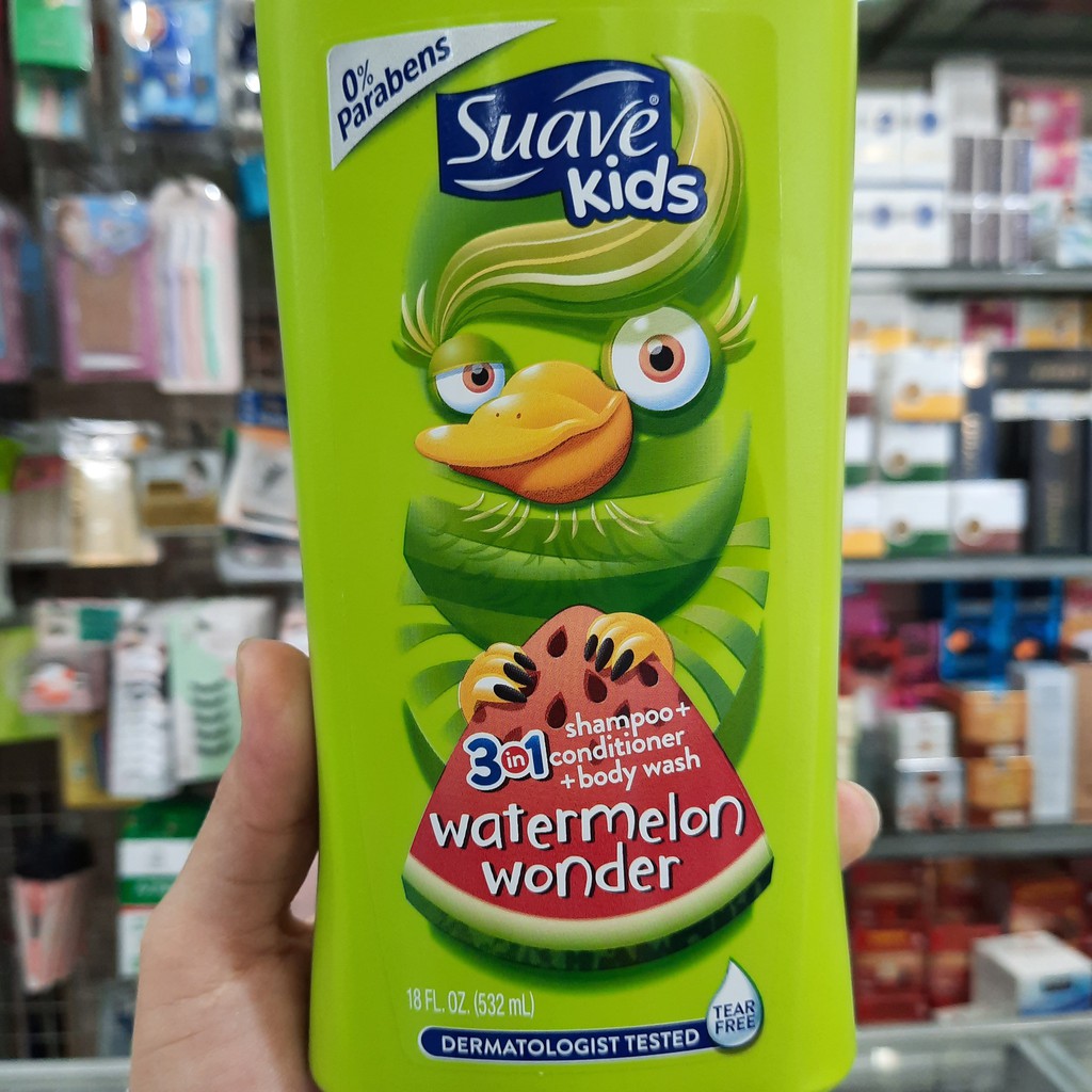 Sữa Tắm Gội Xả Dành Cho Bé Hương Dưa Hấu Suave Kids 3 in 1 Watermelon Wonder 532ml