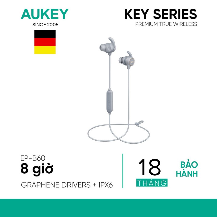 Tai Nghe Bluetooth Nhét Tai Cao Cấp AUKEY EP-B60, Driver 8mm, Chống Nước IPX6,Pin 8 giờ