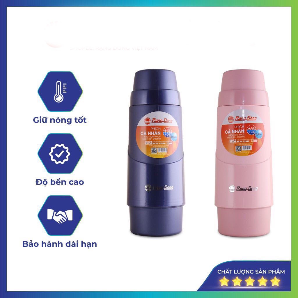 Bình giữ nhiệt cá nhân 450ml Rạng Đông, bình nước giữ nhiệt nóng, lạnh