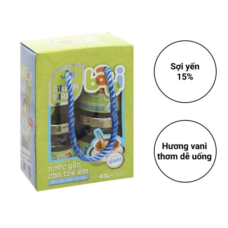 Lốc 4 hũ nước yến cho trẻ em Green Bird Babi 72g