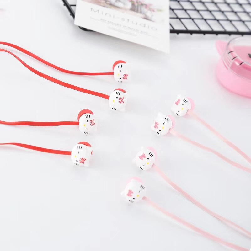 Tai Nghe Nhét Tai Có Dây Hình Hoạt Hình Disney Hello Kitty Dễ Thương Kèm Hộp Đựng