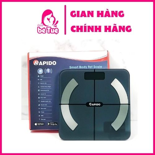 Cân sức khỏe điện tử thông minh Rapido RSB02-S kết nối Bluetooth - Hàng chính hãng, Bảo hành 12 tháng