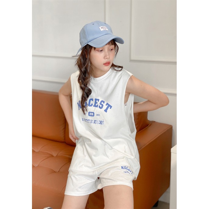 Bộ thun nữ ba lỗ thời trang 2 lớp quần áo phông hè nữ chất Cotton oversize form rộng (áo thun nữ + quần short)