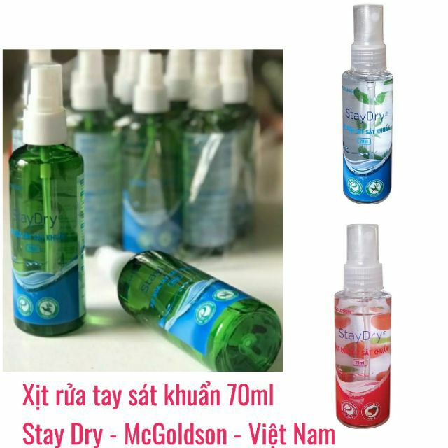 Xịt rửa tay sát khuẩn 70ml StayDry - McGoldson - Việt Nam