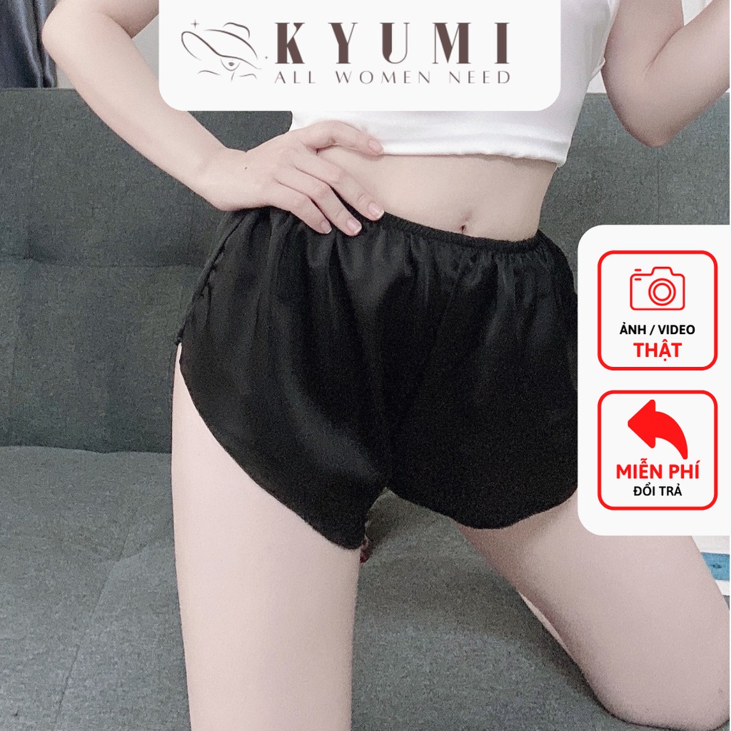 Đồ ngủ sexy quần đùi nữ lưng thun KYUMI OFFICIAL, chất liệu lụa satin mềm mịn mát, freesize 40-60kg tùy chiều cao 032 | BigBuy360 - bigbuy360.vn