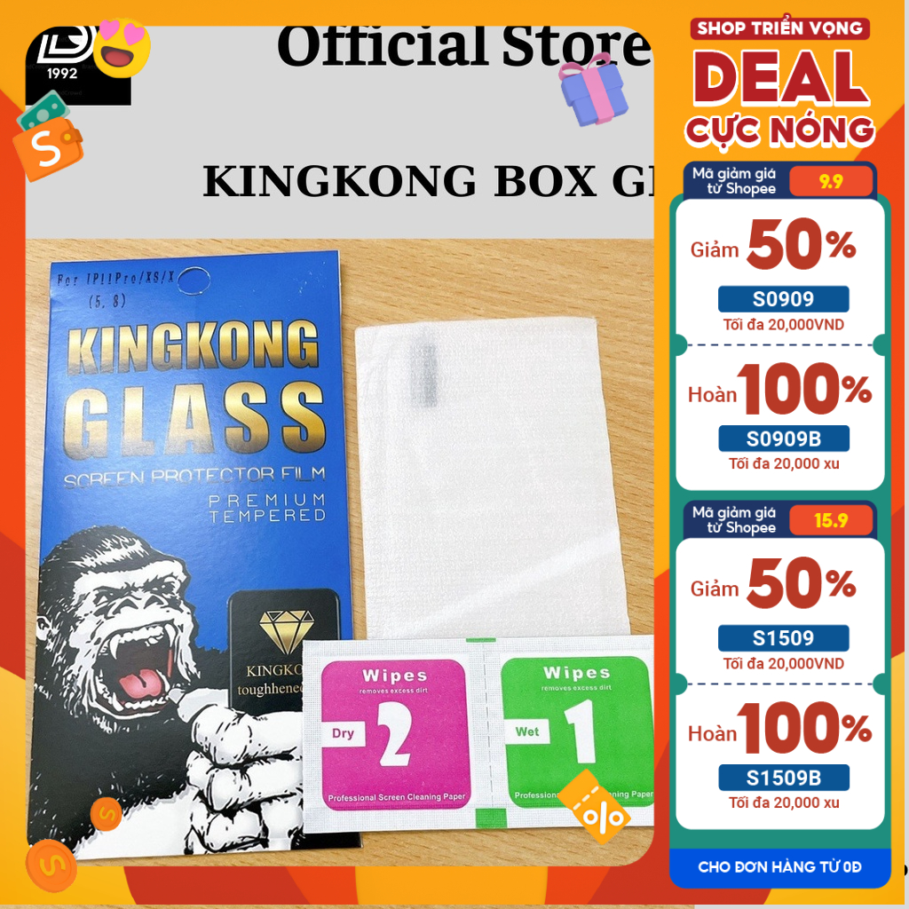 Kính Cường Lực iphone KingKong Chống Vỡ Viền,Miếng dán màn hình cho 8Plus/X/Xs Max/11 Pro Max/12 Pro Max/13