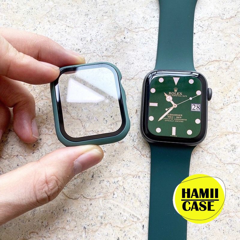 Ốp bảo vệ Apple Watch kèm kính cường lực bảo vệ mặt đồng hồ Apple Watch 38mm 42mm 40mm 44mm Series 1/2/3/4/5/6