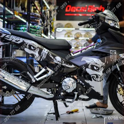 Tem Trùm Exciter 150 Trắng Bạc Đen Mặt Quỷ Decal Nhám Siêu Chất