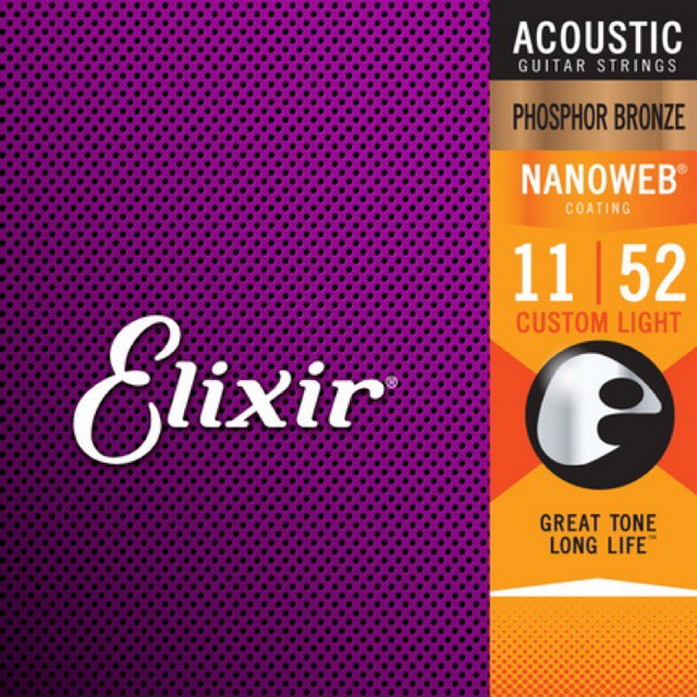 |TẶNG PICK GẢY | Dây đàn acoustic Elixir Phosphor Bronze Nanoweb 16027 Chính Hãng