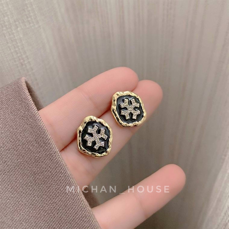 Hoa tai tròn, hoa tai bông tuyết, hoa tai Hàn quốc nhẹ nhàng