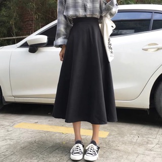 Chân váy dạ xoè dài