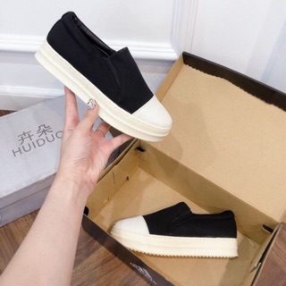 Giầy slipon Rick đen trắng đế độn 5cm siêu đẹp