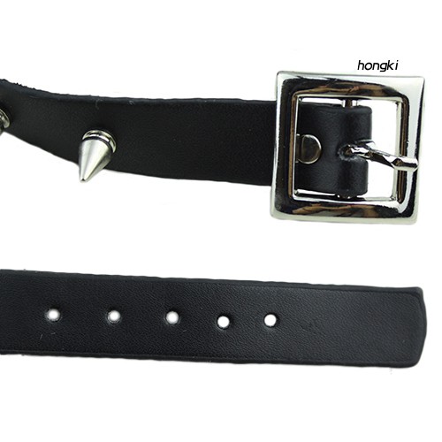 Vòng Cổ Choker Da Nhân Tạo Phối Đinh Tán Phong Cách Gothic Cho Nam Và Nữ