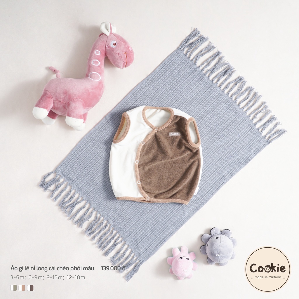 Áo khoác gile nỉ lông cài lệch Cookie