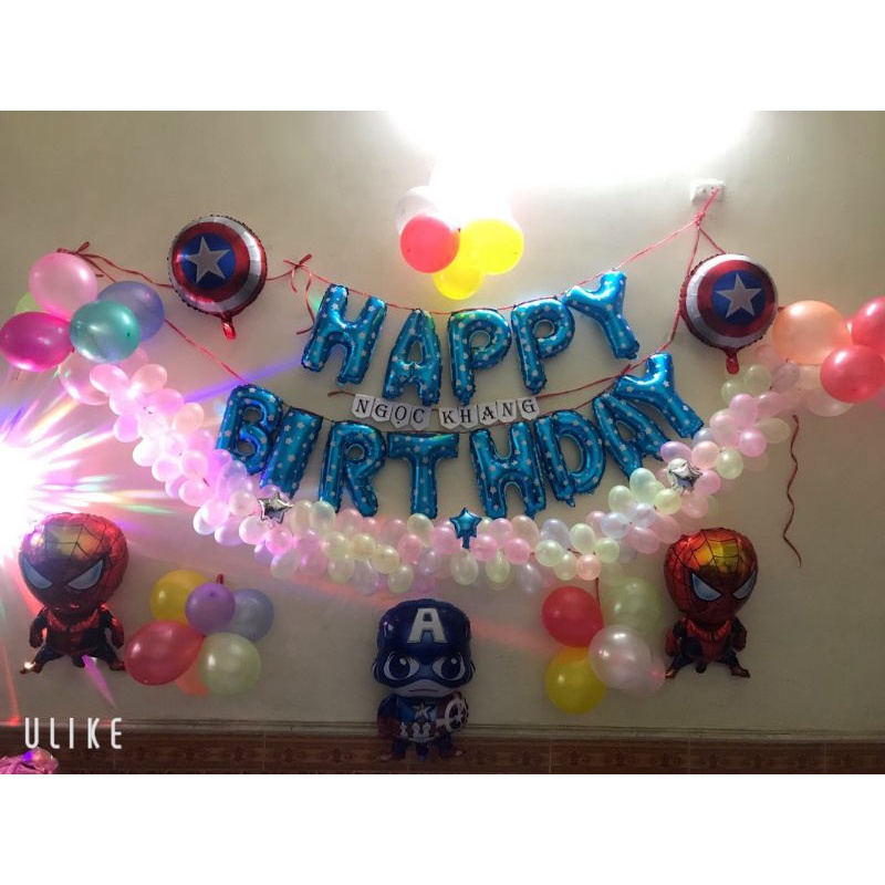 Set bong bóng phụ kiện trang trí sinh nhật, party cho bé trai, bé gái siêu nhân, siêu anh hùng 35-40cm - BOBABO