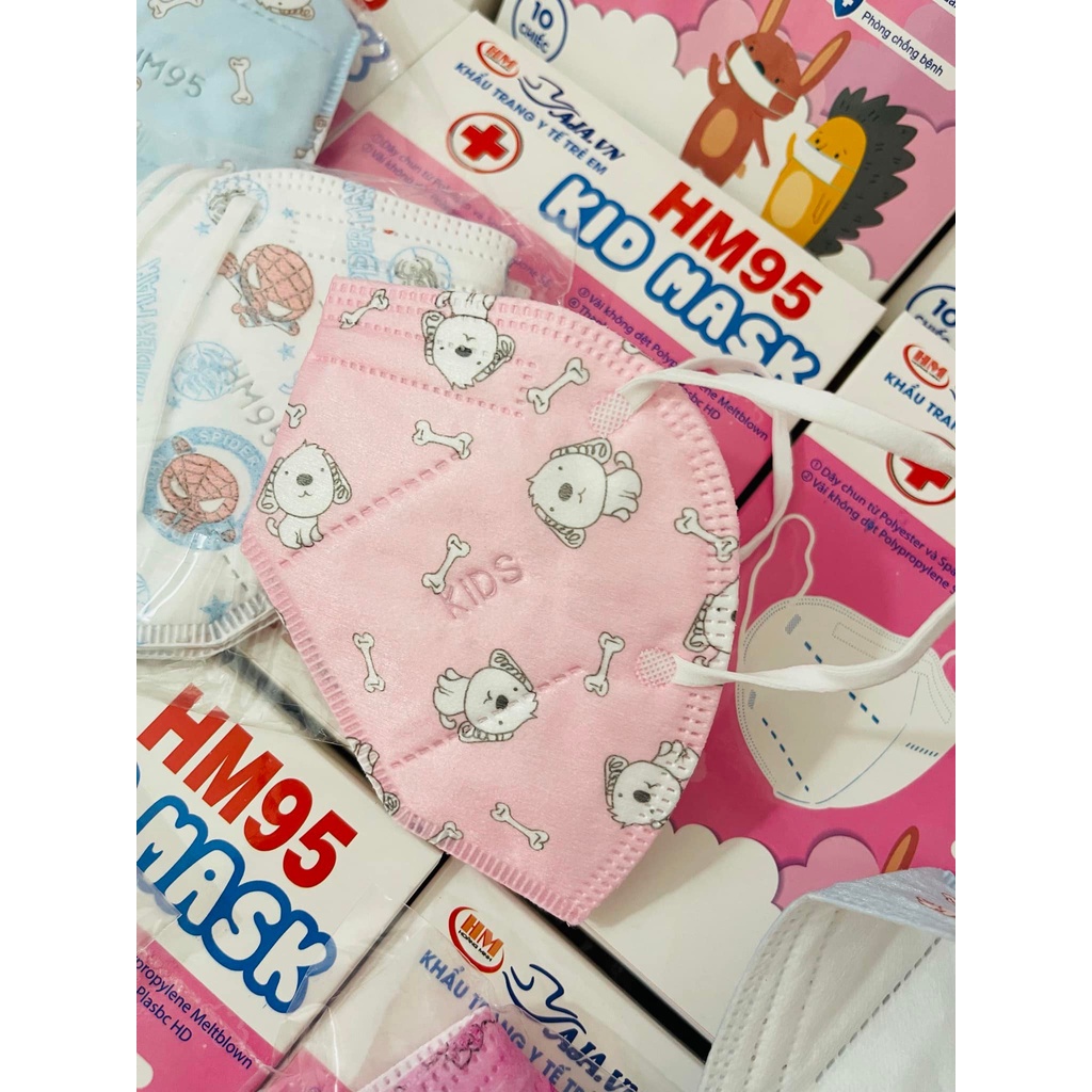 1 hộp Khẩu Trang trẻ em 2-12 TUỔI HM95 KID MASK 5 lớp với 2 lớp kháng khuẩn ,chống bụi mịn Pm2.5 (10 chiếc)