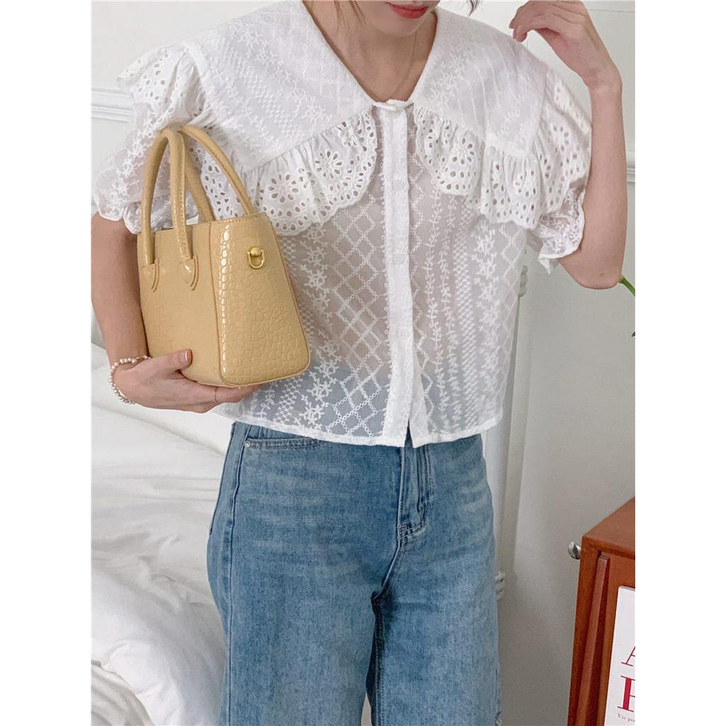 Áo Sơ Mi Ngắn Thêu Hoa Tinh Tế 52758