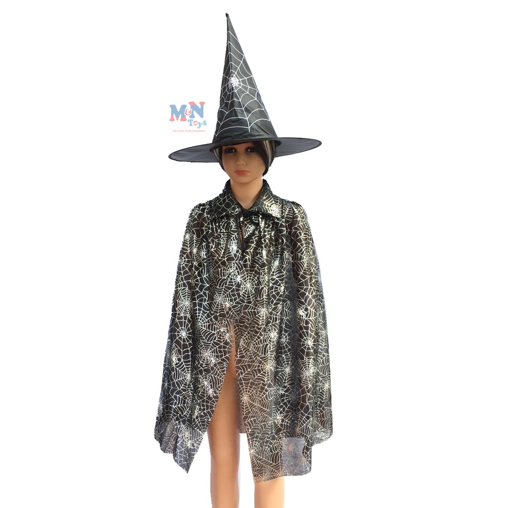 Set áo choàng phù thủy kèm mũ hóa trang Halloween cho bé từ 2 tuổi trở lên