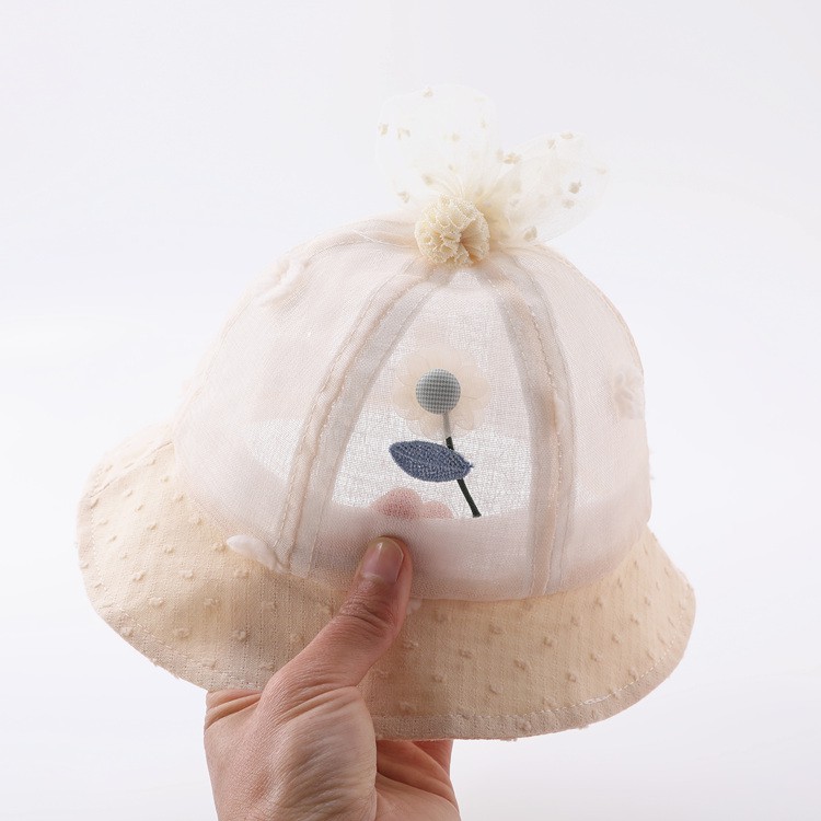 Nón lưới hoa đính nơ xinh xắn cho bé