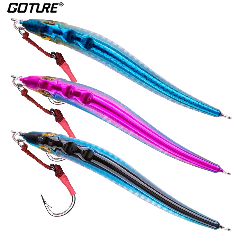 Goture 100g 150g muỗng kim loại Câu cá thu hút mồi chậm Jig Jigging cho nước mặn Mồi cứng cho cá vược cá vược