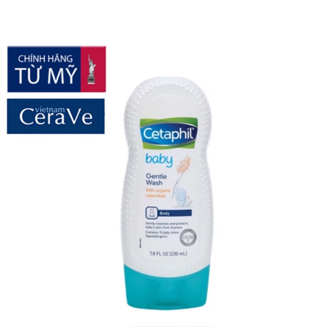 Sữa tắm cho bé Cetaphil Baby Gentle Wash With Organic Calendula (chai 230ml)