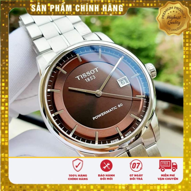 Đồng hồ Nam chính hãng Tissot 1853 Luxury Powermatic 80 T086.407.11.291.00 Mặt nâu,Lịch-Máy cơ-Dây kim loại-Size 41mm