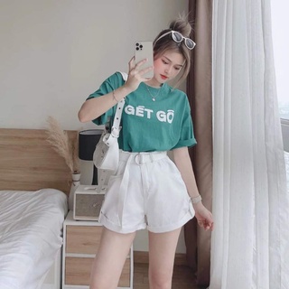 Set áo thun pull xanh Gét Gô + Quần short trắng