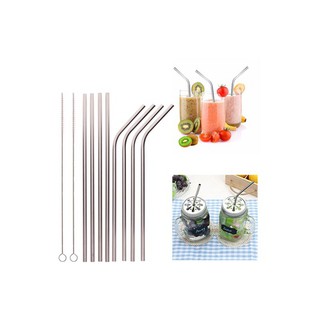 Ống hút inox 304, set 3 cây( cong, thẳng, cọ vệ sinh)