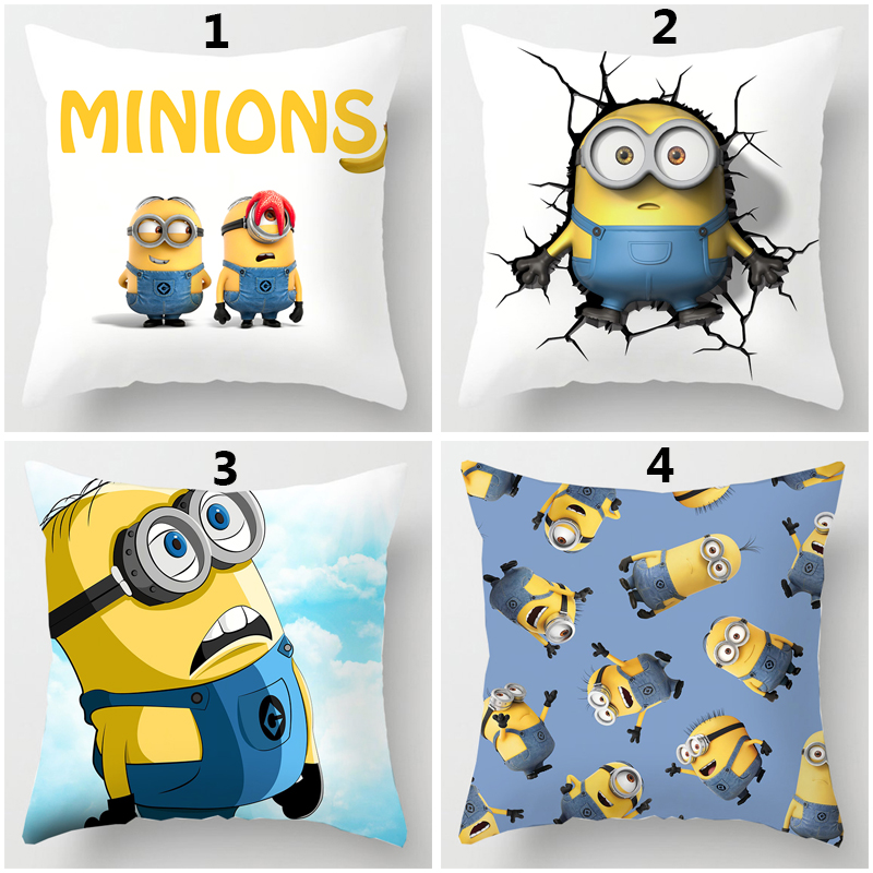 Vỏ Gối Đơn Mặt In Hình Minion Hoạt Hình Dễ Thương 45*45cm