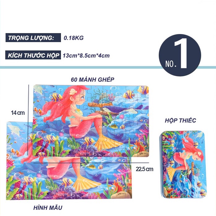 Bộ Tranh Ghép Hình Bằng Gỗ 60 Mảnh Cho bé 3-10 Tuổi Giúp Phát Triển Tư Duy Toàn Diện Gôn đồ chơi