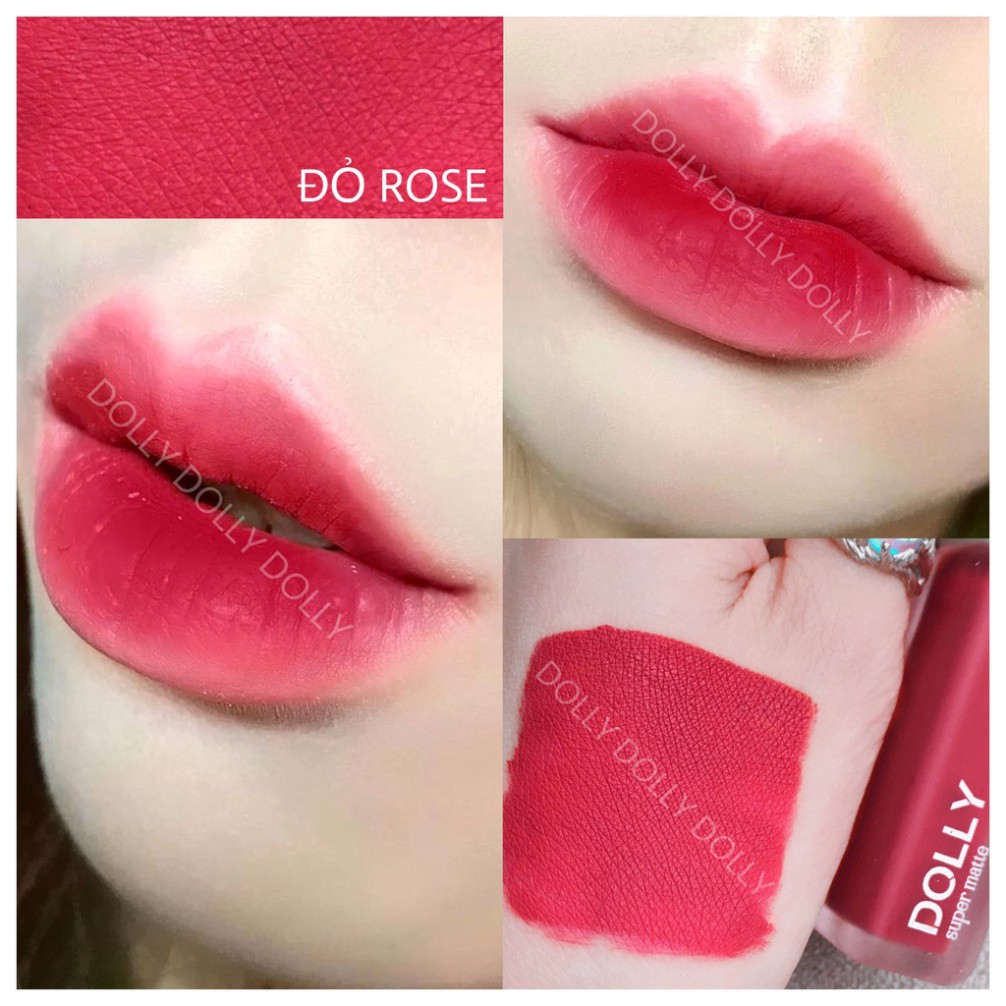 Son Kem Lì Dolly Super Matte Không Chì Màu Đỏ Rose [01] Tách Sét