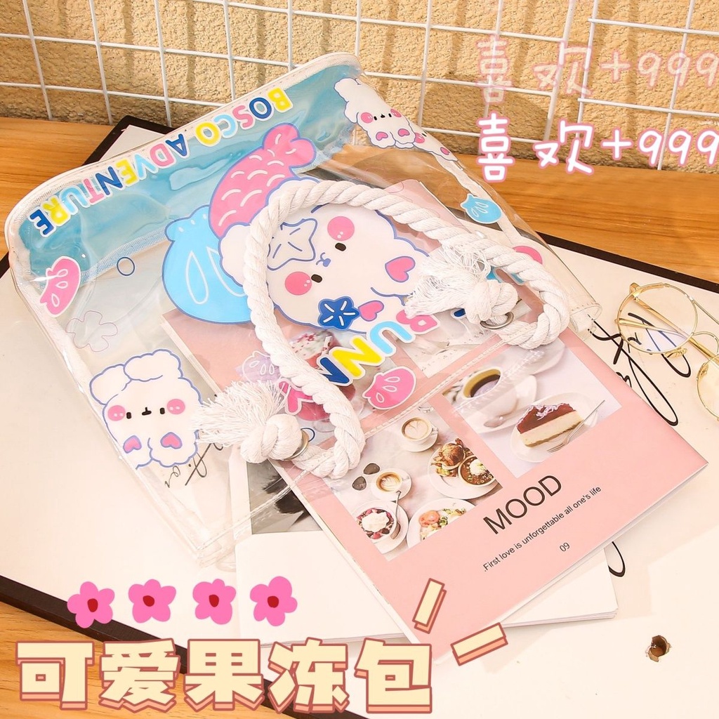 Túi Xách Jelly Trong Suốt Chống Thấm Nước Kích Thước 25 * 28Cm Thời Trang Đi Biển Xinh Xắn