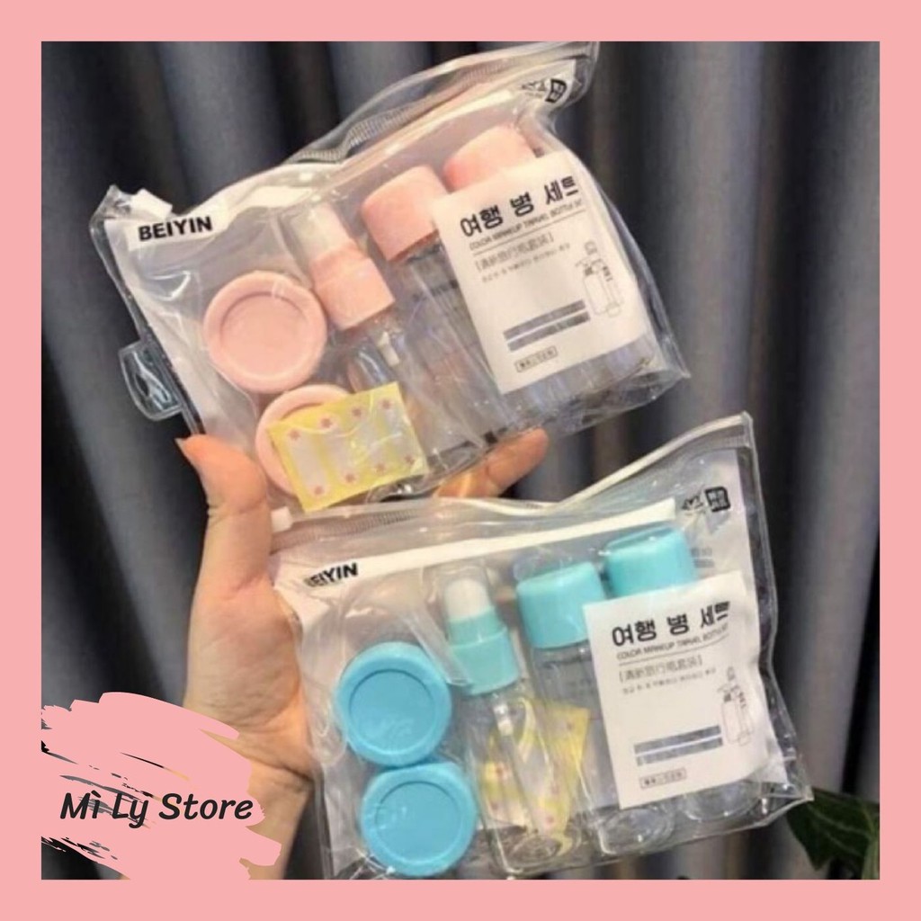 [2 màu có sẵn] Bộ 5 món chiết mỹ phẩm dùng để đi du lịch travel kit