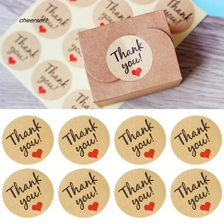 Set 120 nhãn dán tròn bằng giấy chữ " Thank you "