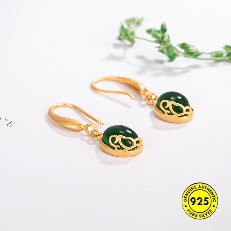 Bông Tai Mạ Bạc 925 Phong Cách Retro Trung Hoa