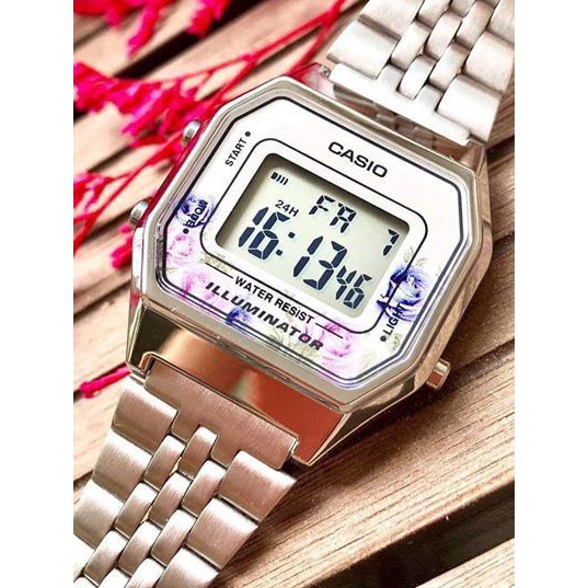 Đồng Hồ Nữ Casio LA680WA-4CDF Chính Hãng - Dây Đeo Kim Loại hình hoa hồng