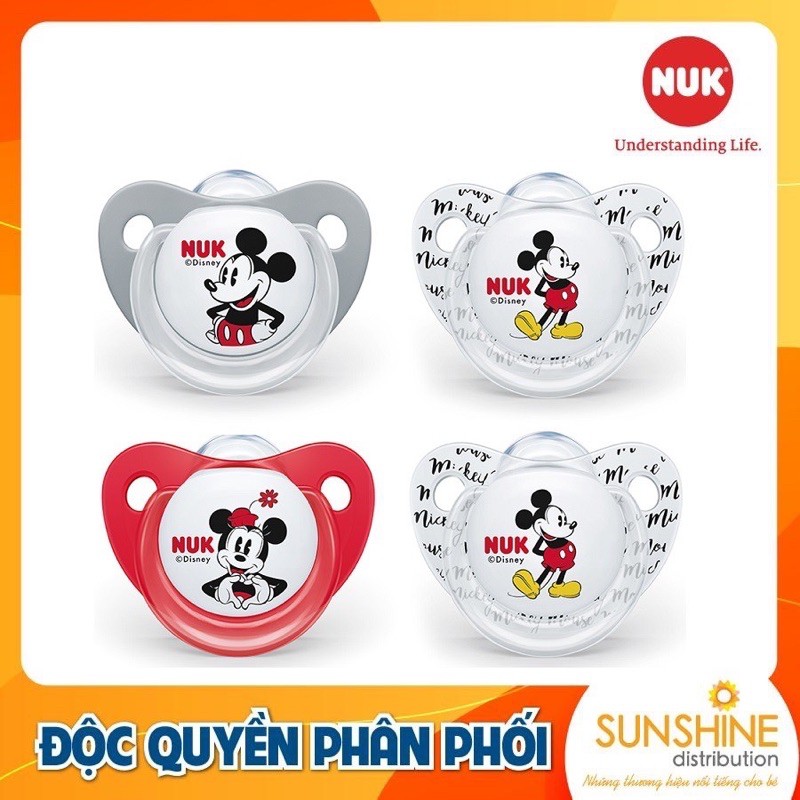 Bộ 2 ti giả NUK sleeptime Disney, Mickey silicone Plus